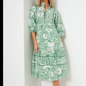 Hyacinth House Green and White Floral Hillsborough Midi Dress. Size M. NWT